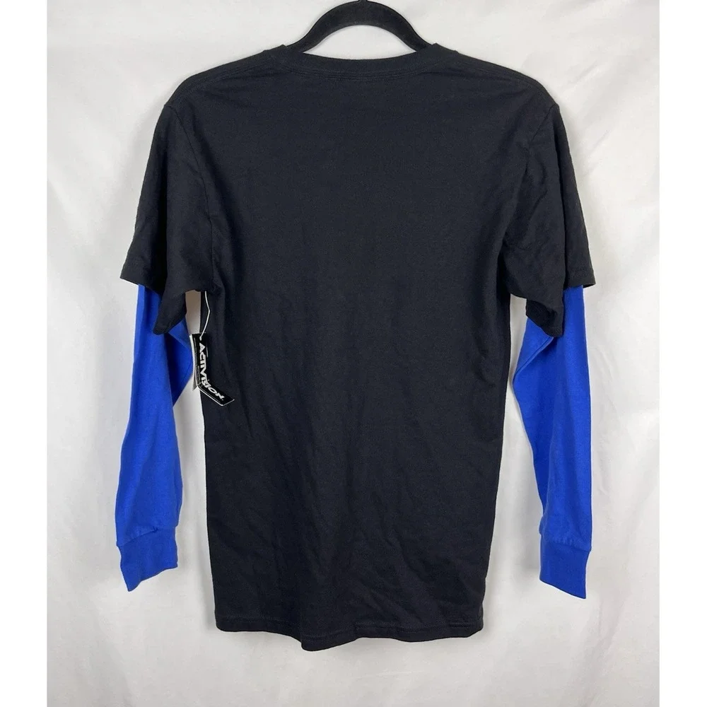NWT Call of Duty Ghosts Black Blue Double Layer Long Sleeve Shirt Youth XL 14/16 - Picture 2 of 7